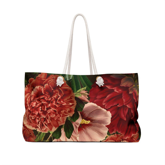 Red Floral Bouquet Oversized Weekend Tote Bag - 1012Expressions