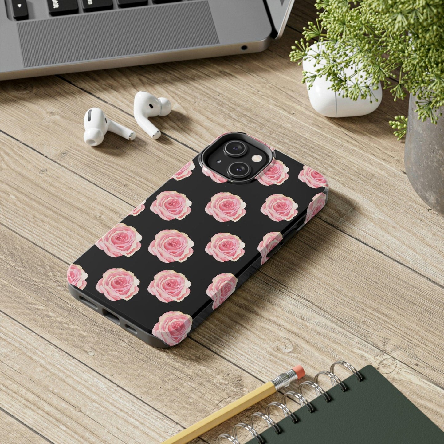 "Pink Roses" (Black Background) Tough Phone Cases, Case-Mate - 1012Expressions