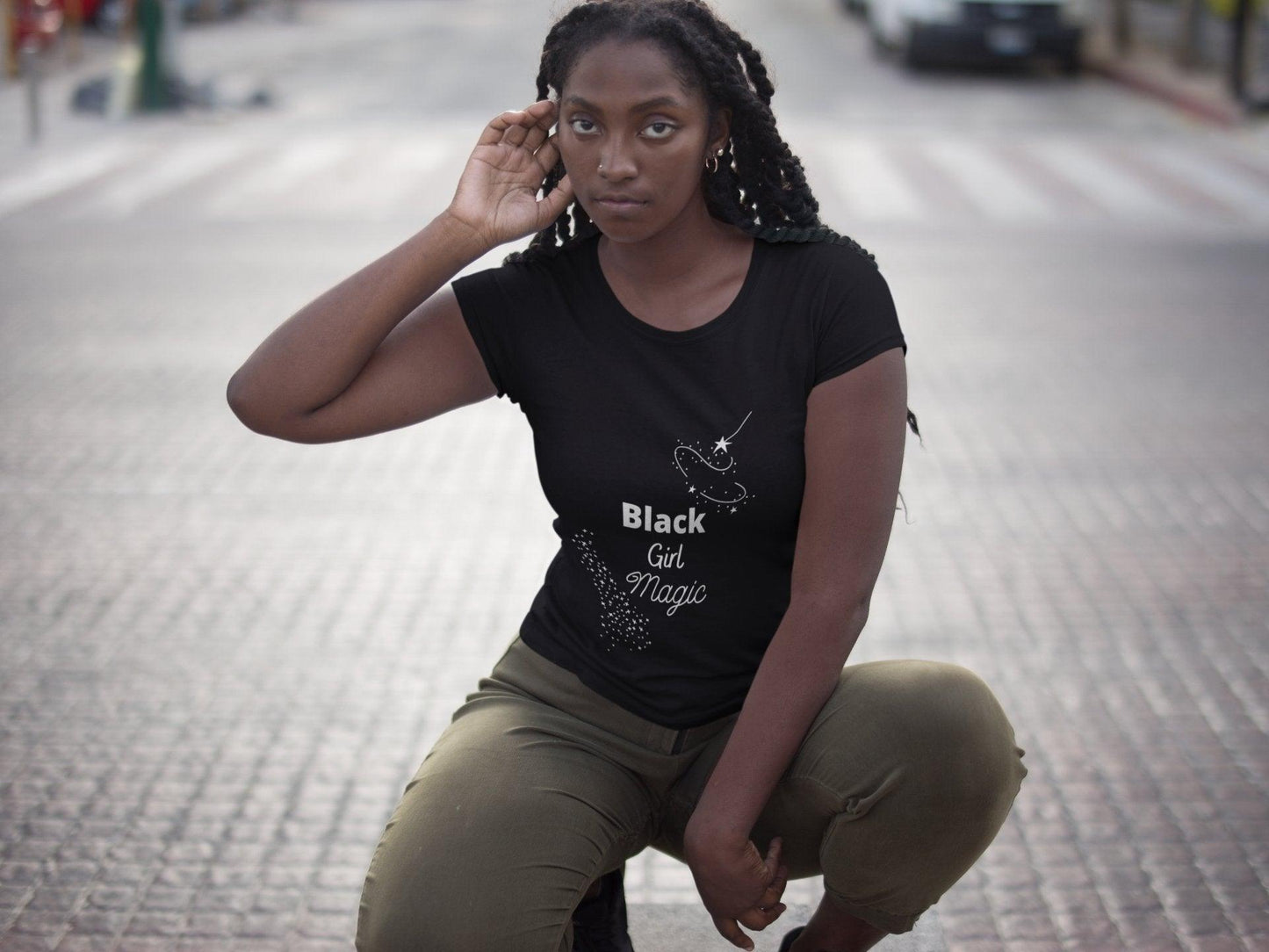 Black Girl Magic Empowering Short Sleeve Tee with Wand - Unleash Your Inner Power!