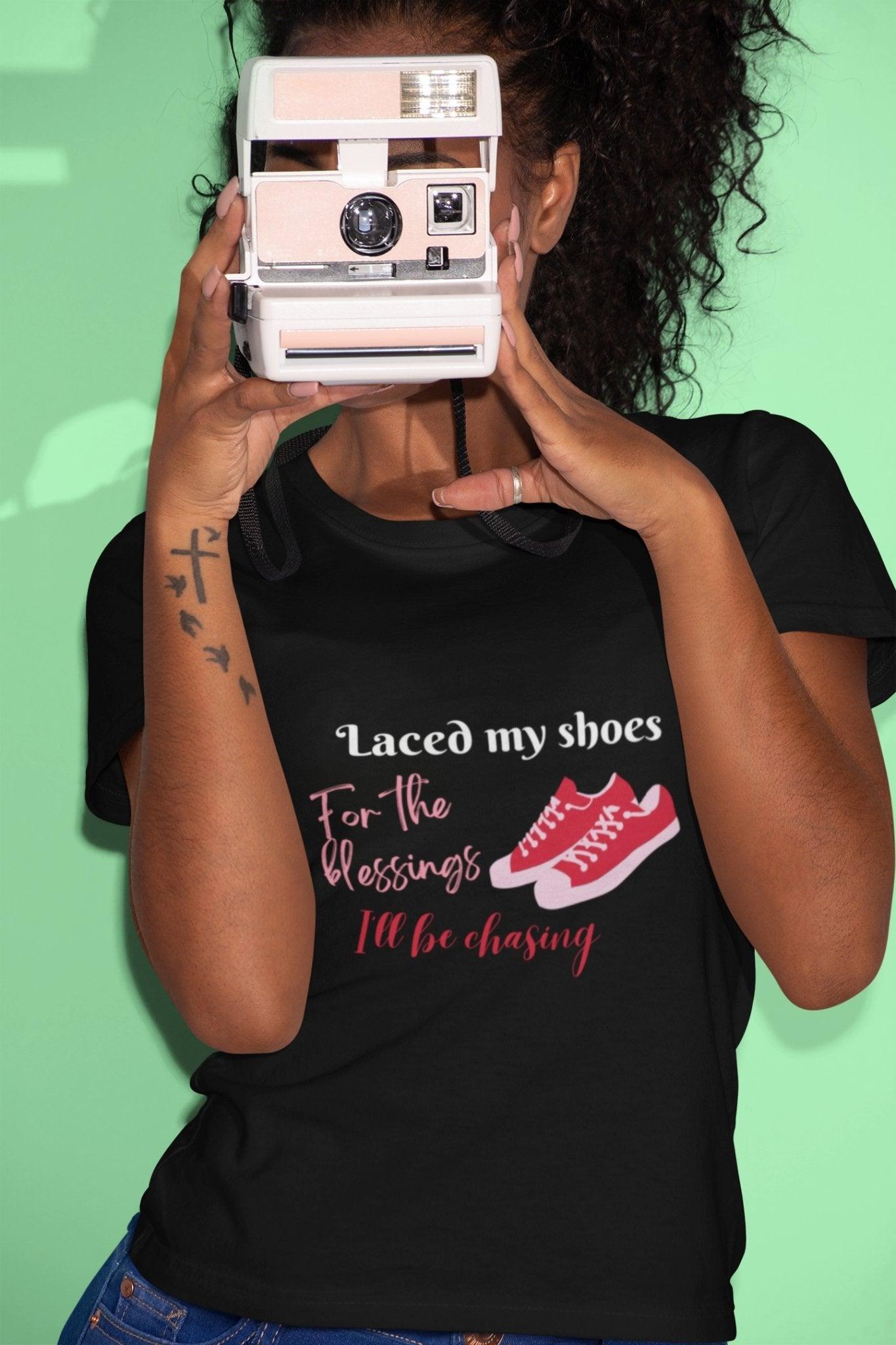 Laced My Shoes Women's Sexy Black Tee - Versatile, Premium Quality T-Shirt - 1012Expressions