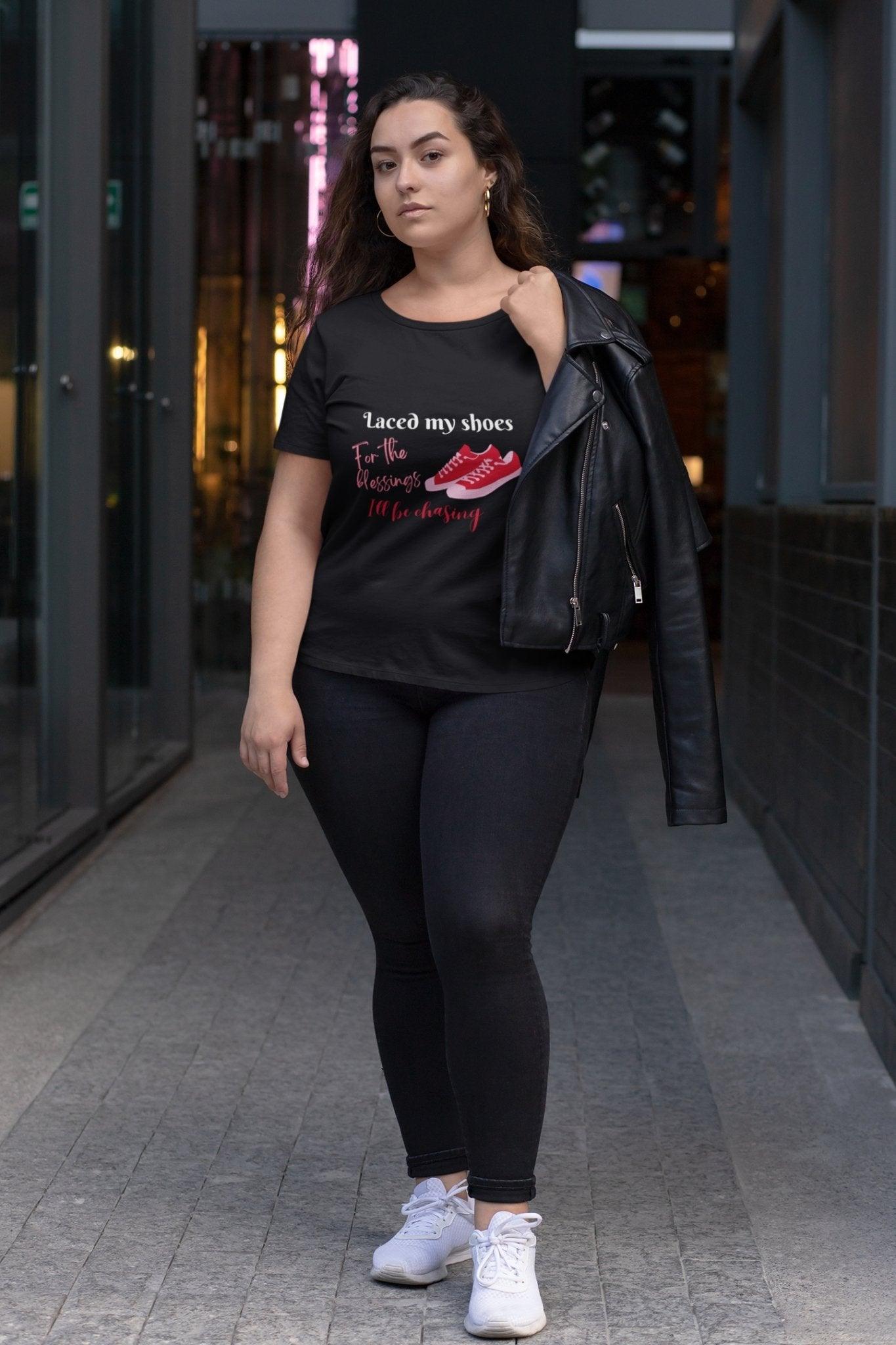 Laced My Shoes Lace-Inspired Women's Sexy Black Tee - Versatile Fashion for Women - 1012Expressions
