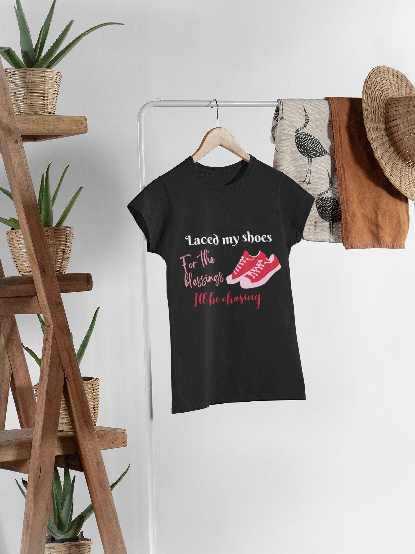Laced My Shoes Lace-Inspired Short Sleeve Women's Sexy Black Tee - 1012Expressions