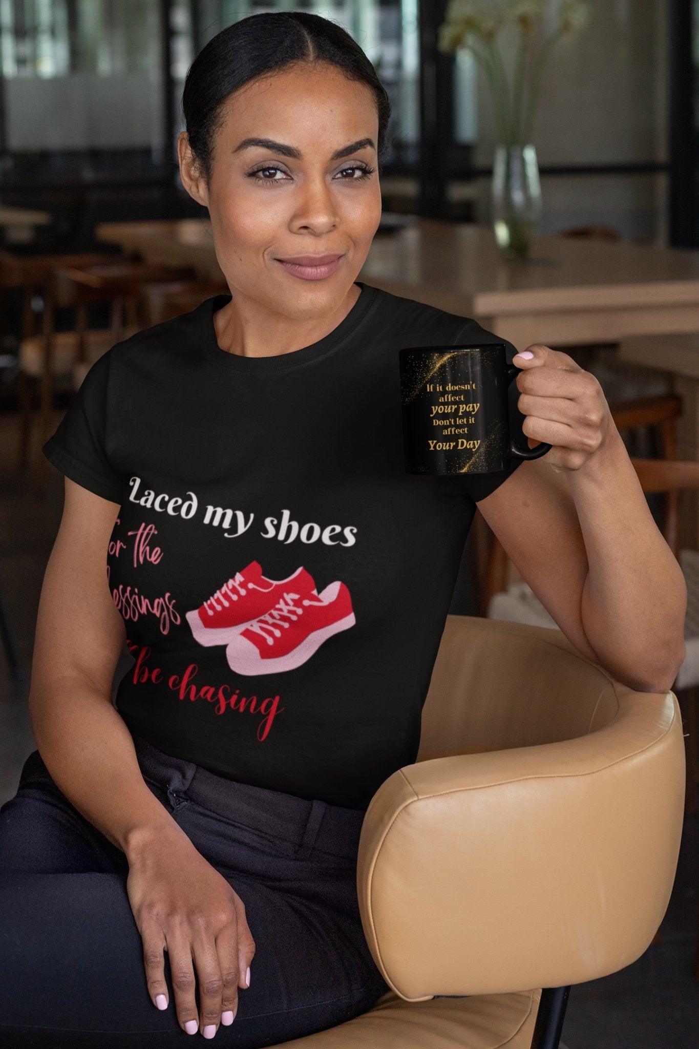 Unisex 'Laced My Shoes' Women's Sexy Black Tee - Versatile Fashion Staple - 1012Expressions
