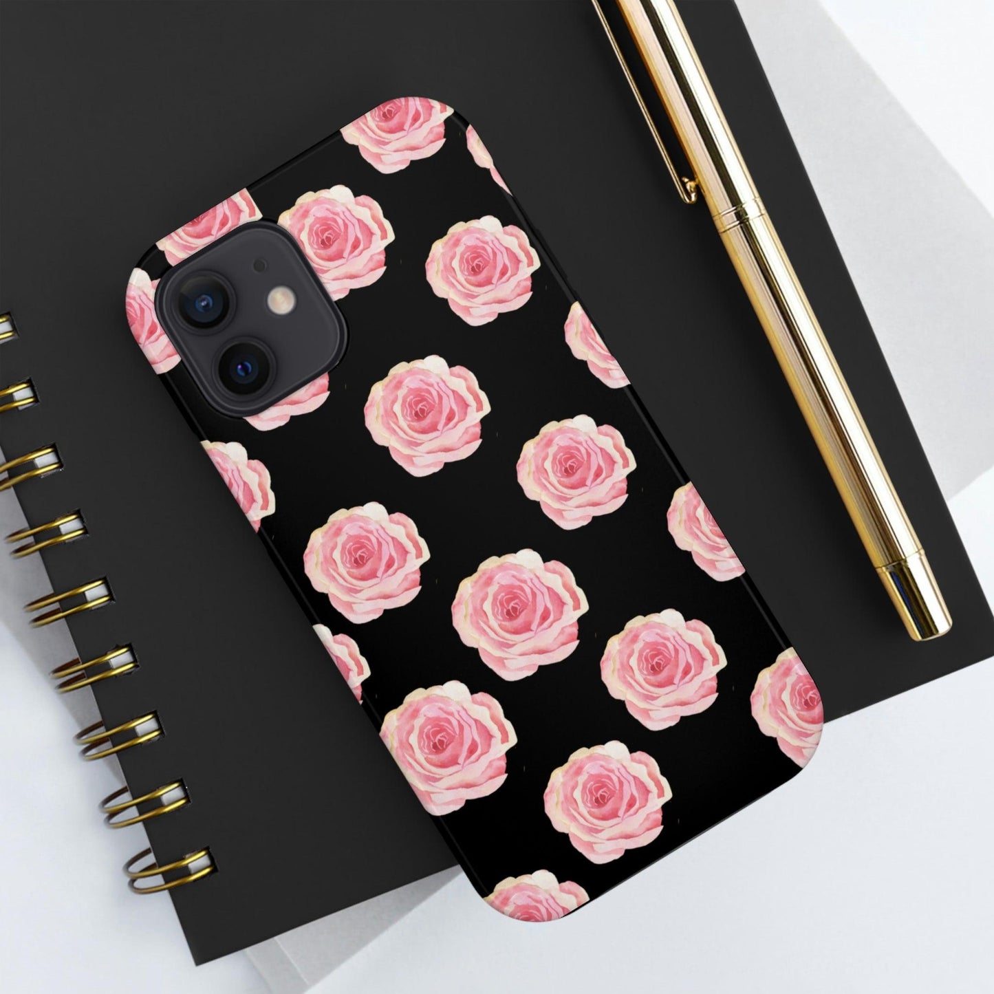 Pink Roses Tough Phone Case by Case-Mate - Black Background - 1012Expressions