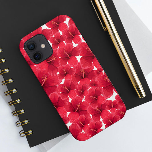 Red Hibiscus Flowers Durable Phone Case with Glossy Finish by Case-Mate - 1012Expressions