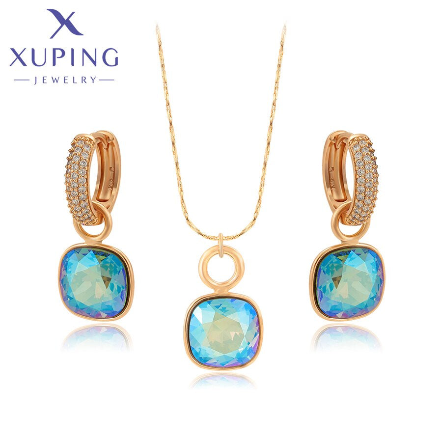 Elegant Charm Earrings and Necklace Crystal Jewelry Set for Women Girl Party Birthday Gift 60206