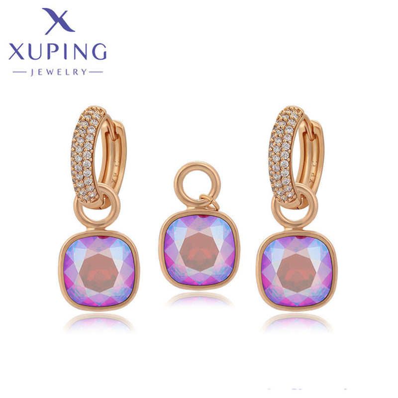 Elegant Charm Earrings and Necklace Crystal Jewelry Set for Women Girl Party Birthday Gift 60206