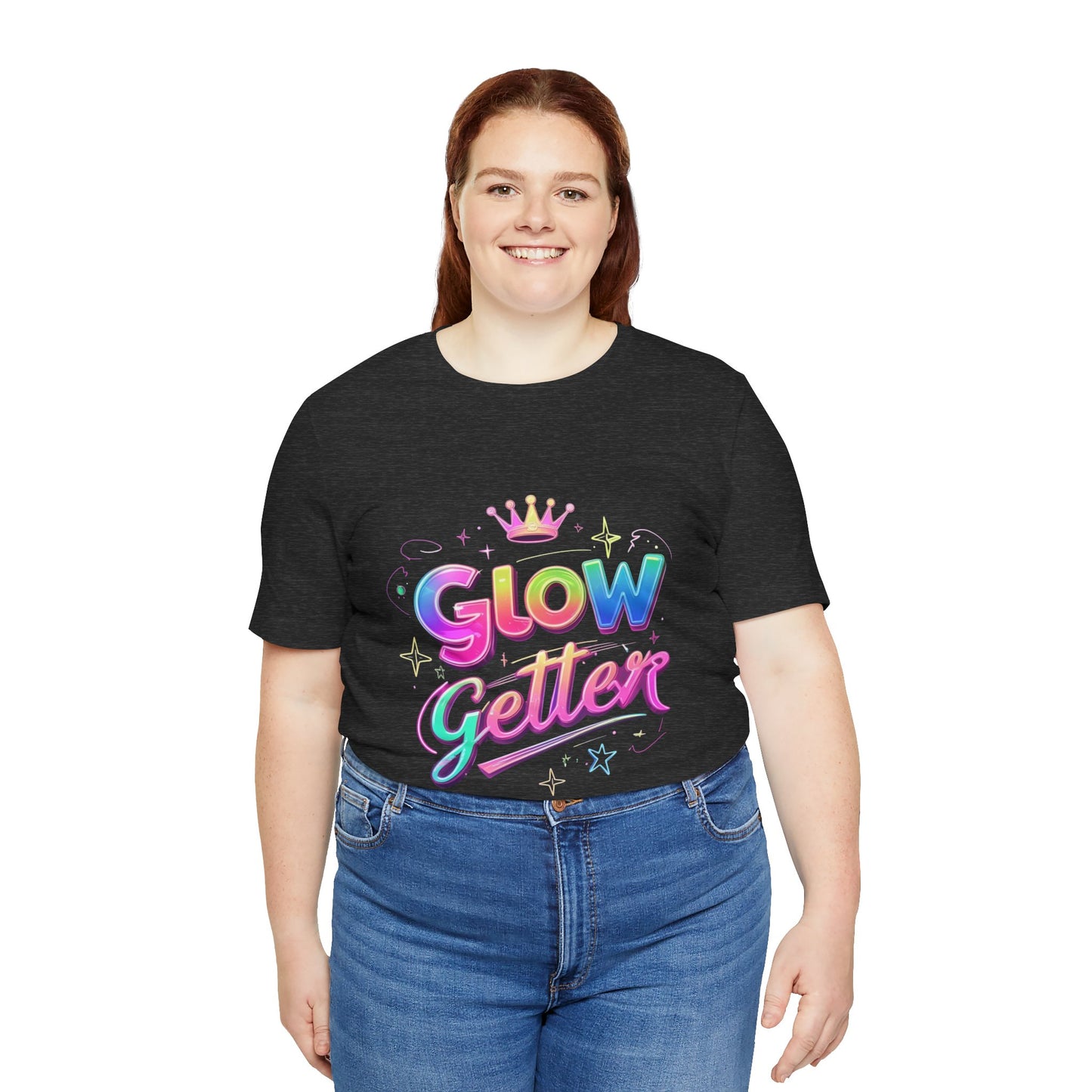 Glow Getter T‑Shirt — Colorful Motivational Tee with Crown