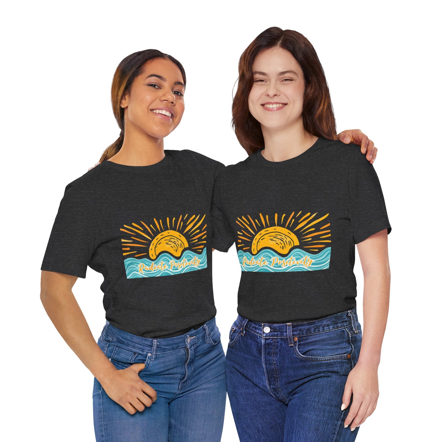 Sunrise Beach Vibes T-Shirt — 'Radiate Positivity' Graphic Tee