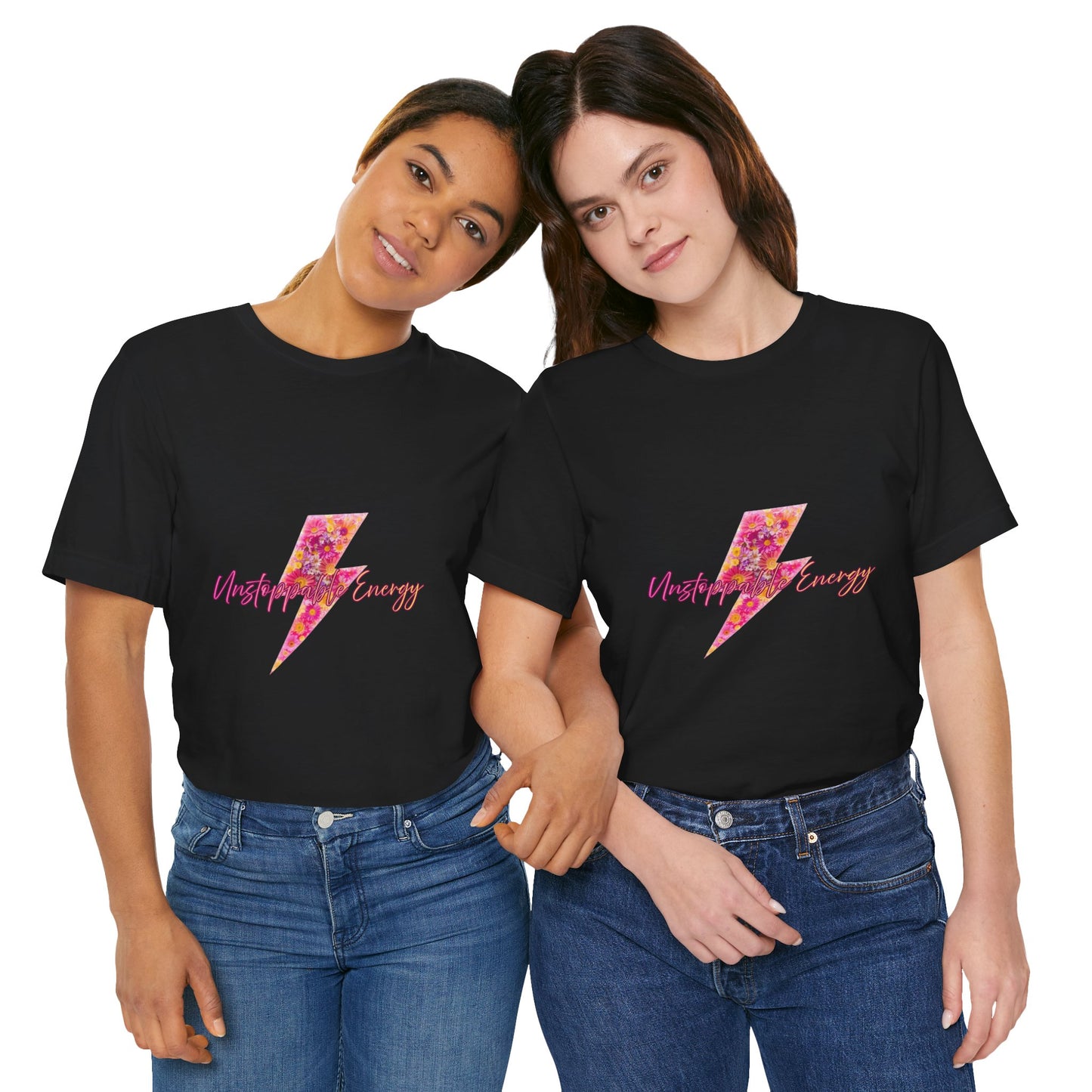 Vintage Floral Lightning Tee — "Unstoppable Energy" Graphic T-Shirt