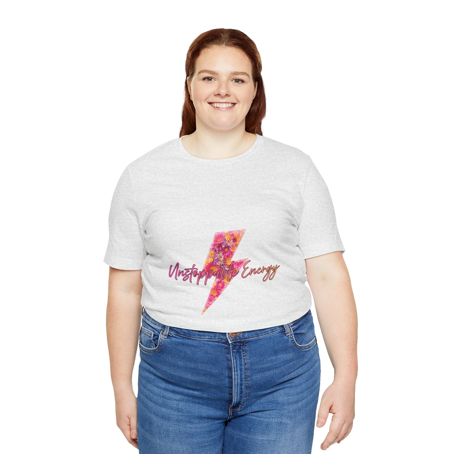 Vintage Floral Lightning Tee — "Unstoppable Energy" Graphic T-Shirt