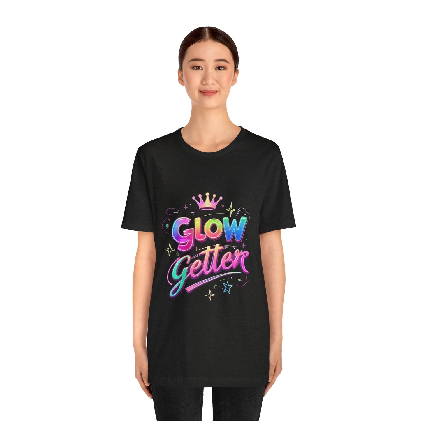 Glow Getter T‑Shirt — Colorful Motivational Tee with Crown