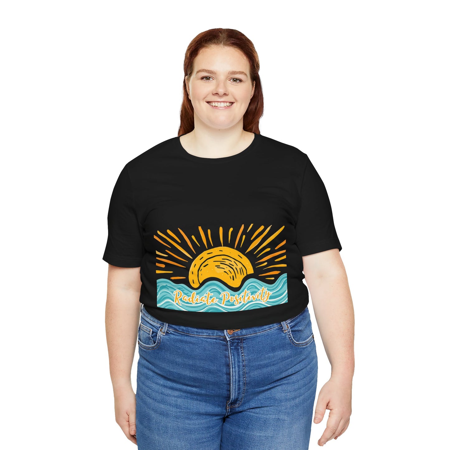 Sunrise Beach Vibes T-Shirt — 'Radiate Positivity' Graphic Tee
