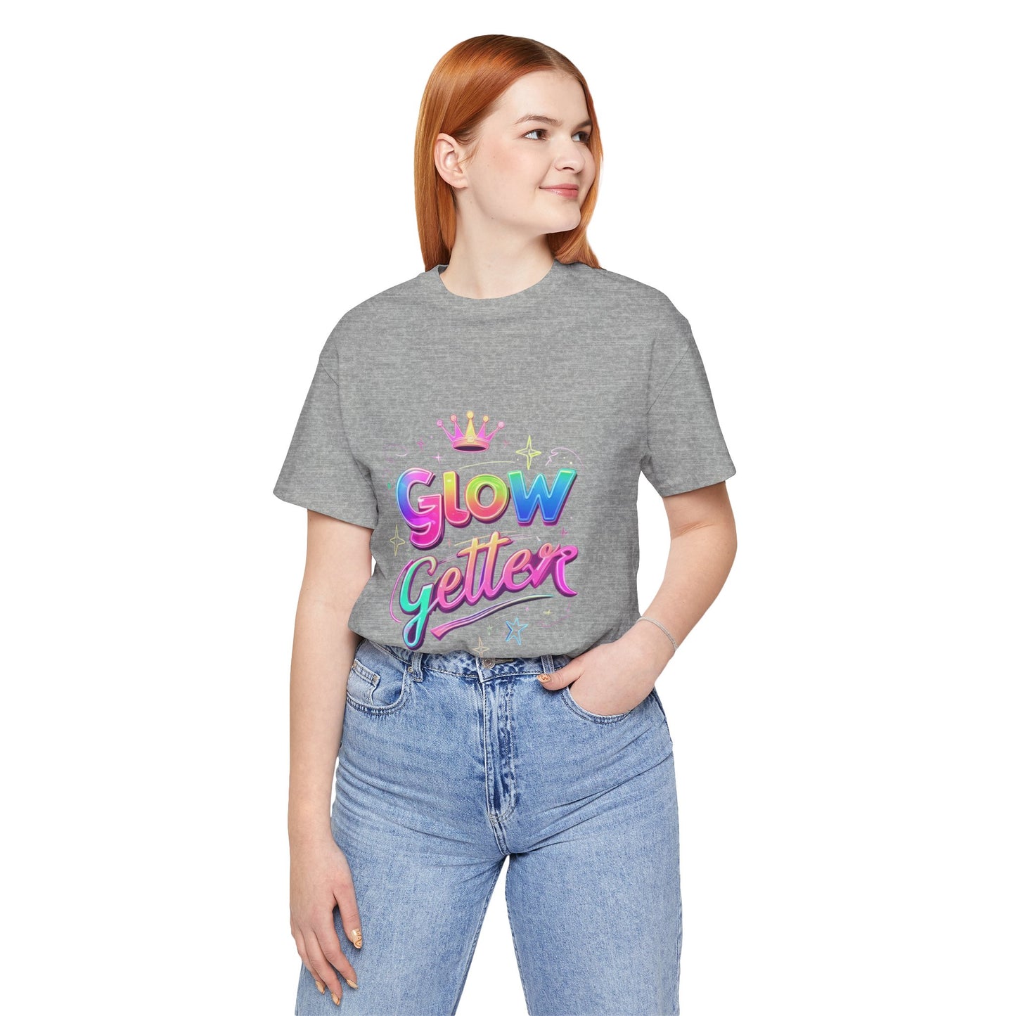 Glow Getter T‑Shirt — Colorful Motivational Tee with Crown