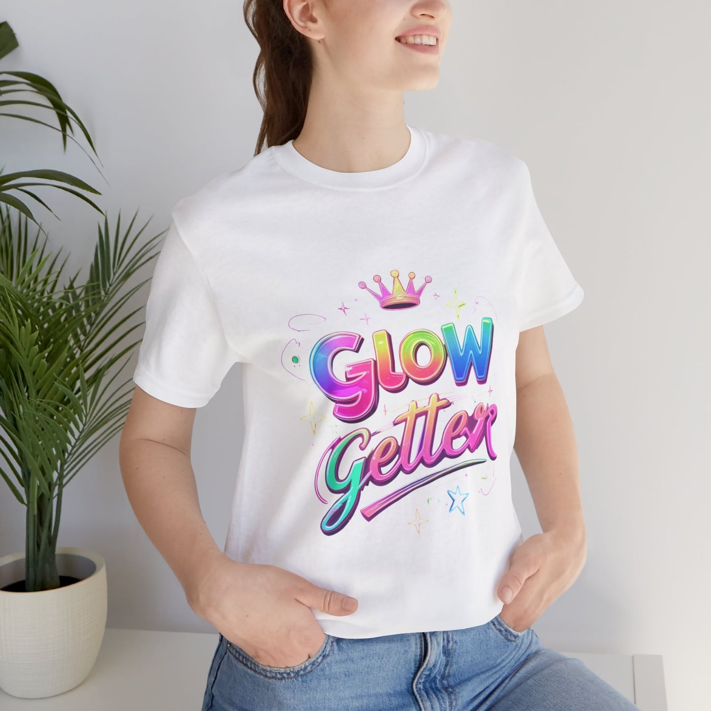 Glow Getter T‑Shirt — Colorful Motivational Tee with Crown
