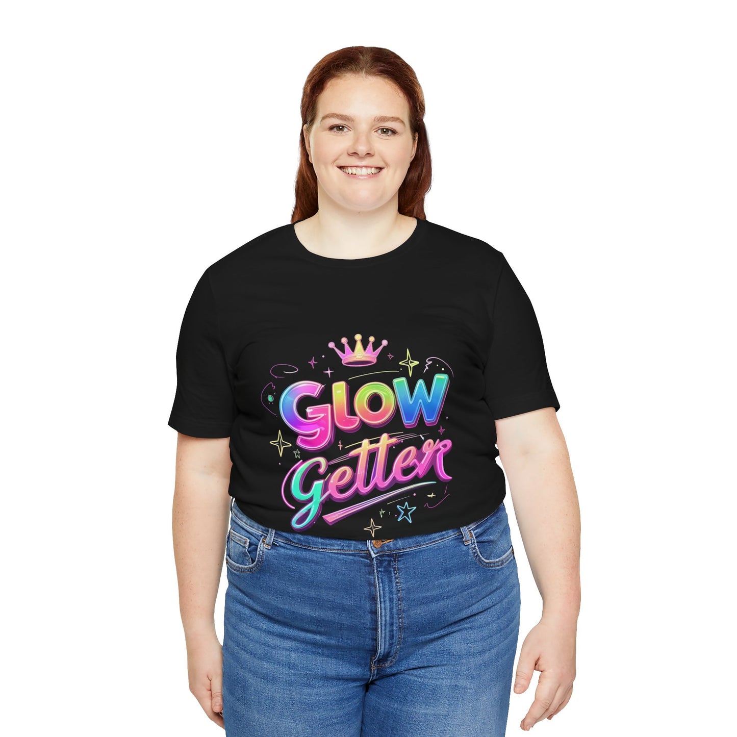 Glow Getter T‑Shirt — Colorful Motivational Tee with Crown