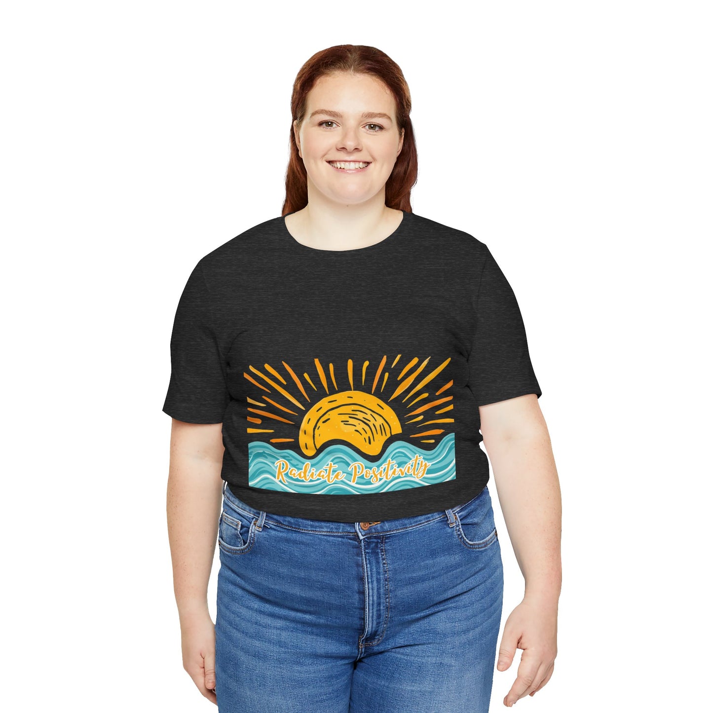 Sunrise Beach Vibes T-Shirt — 'Radiate Positivity' Graphic Tee