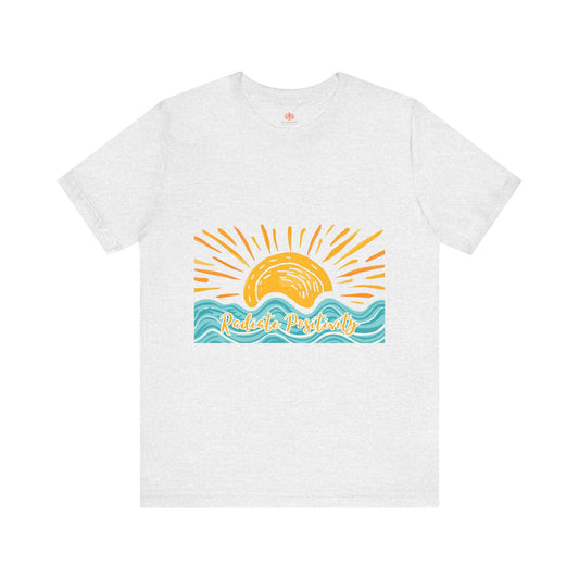 Sunrise Beach Vibes T-Shirt — 'Radiate Positivity' Graphic Tee