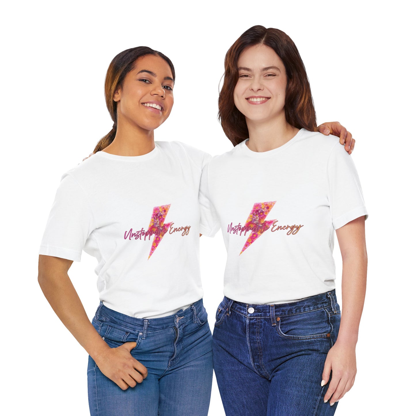 Vintage Floral Lightning Tee — "Unstoppable Energy" Graphic T-Shirt