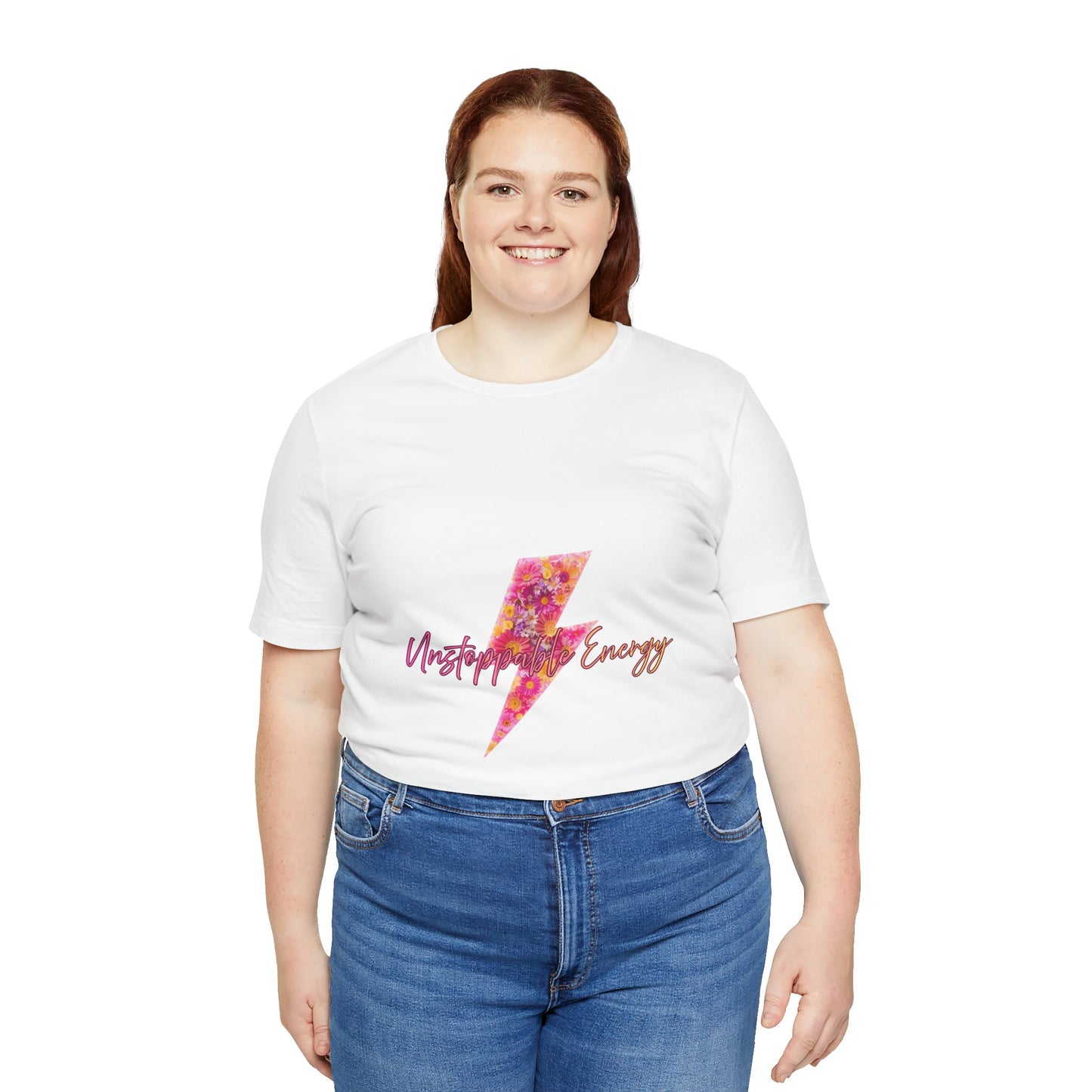 Vintage Floral Lightning Tee — "Unstoppable Energy" Graphic T-Shirt