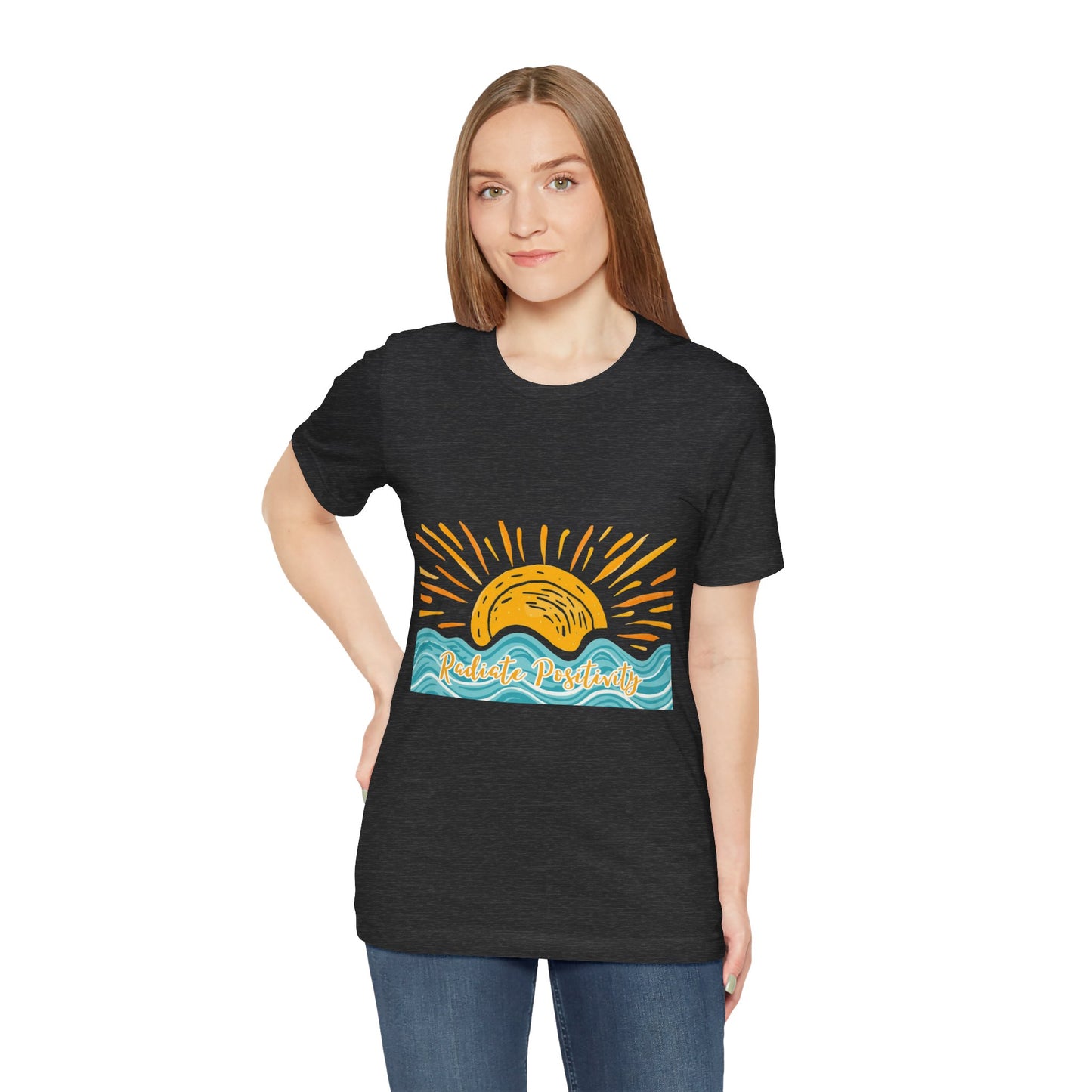 Sunrise Beach Vibes T-Shirt — 'Radiate Positivity' Graphic Tee