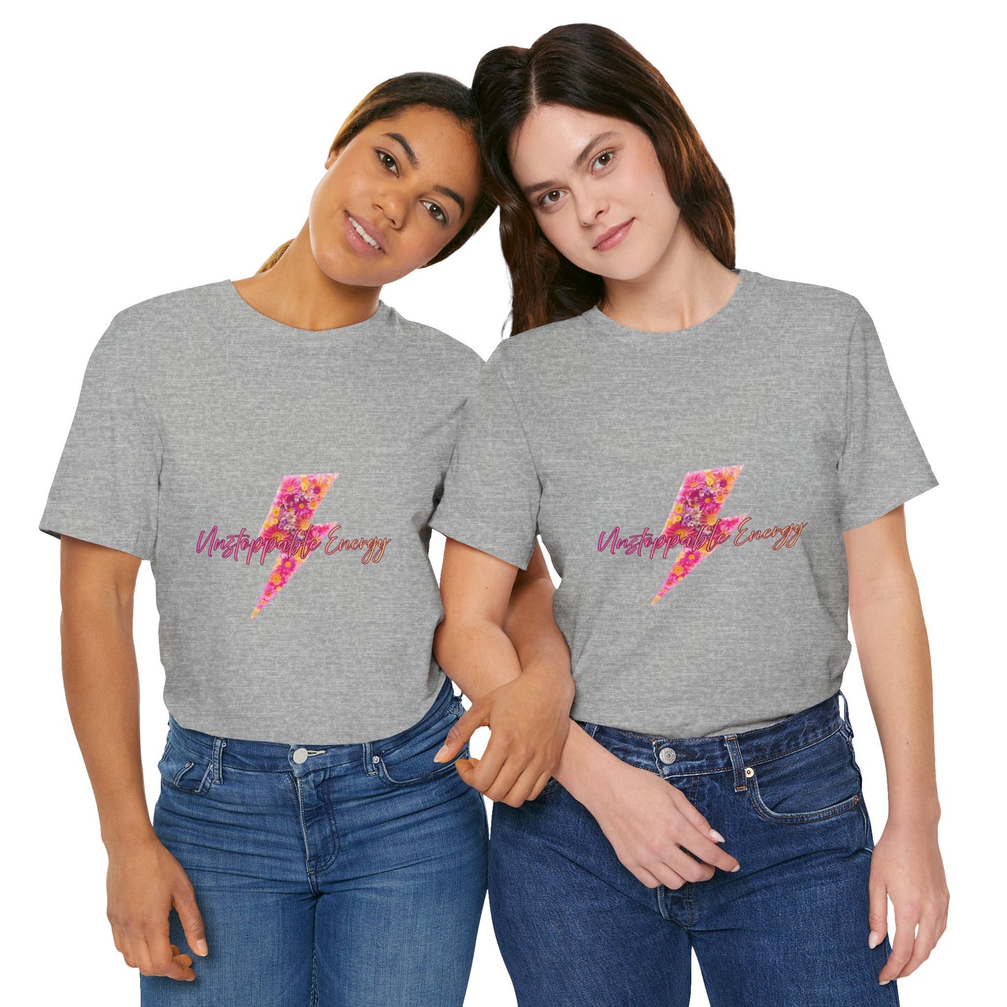 Vintage Floral Lightning Tee — "Unstoppable Energy" Graphic T-Shirt