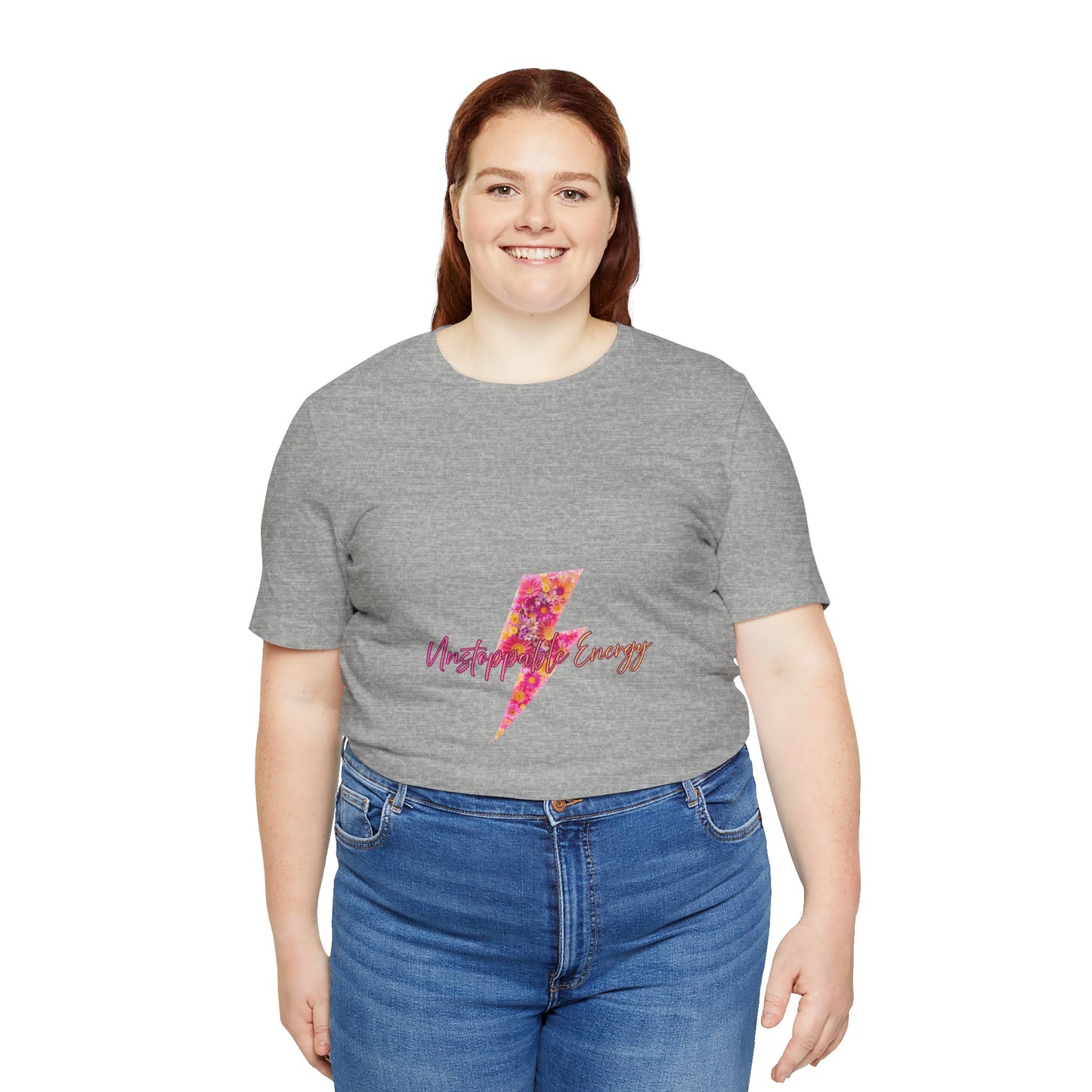 Vintage Floral Lightning Tee — "Unstoppable Energy" Graphic T-Shirt