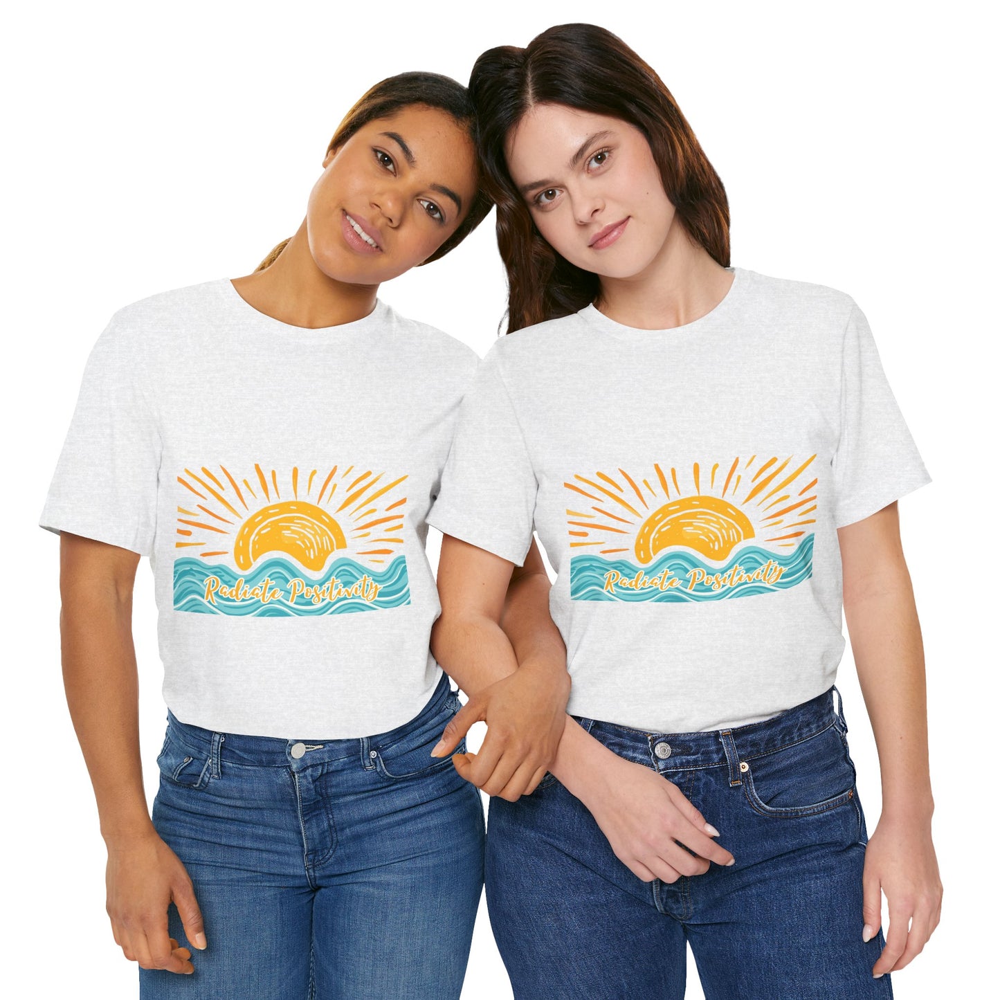 Sunrise Beach Vibes T-Shirt — 'Radiate Positivity' Graphic Tee