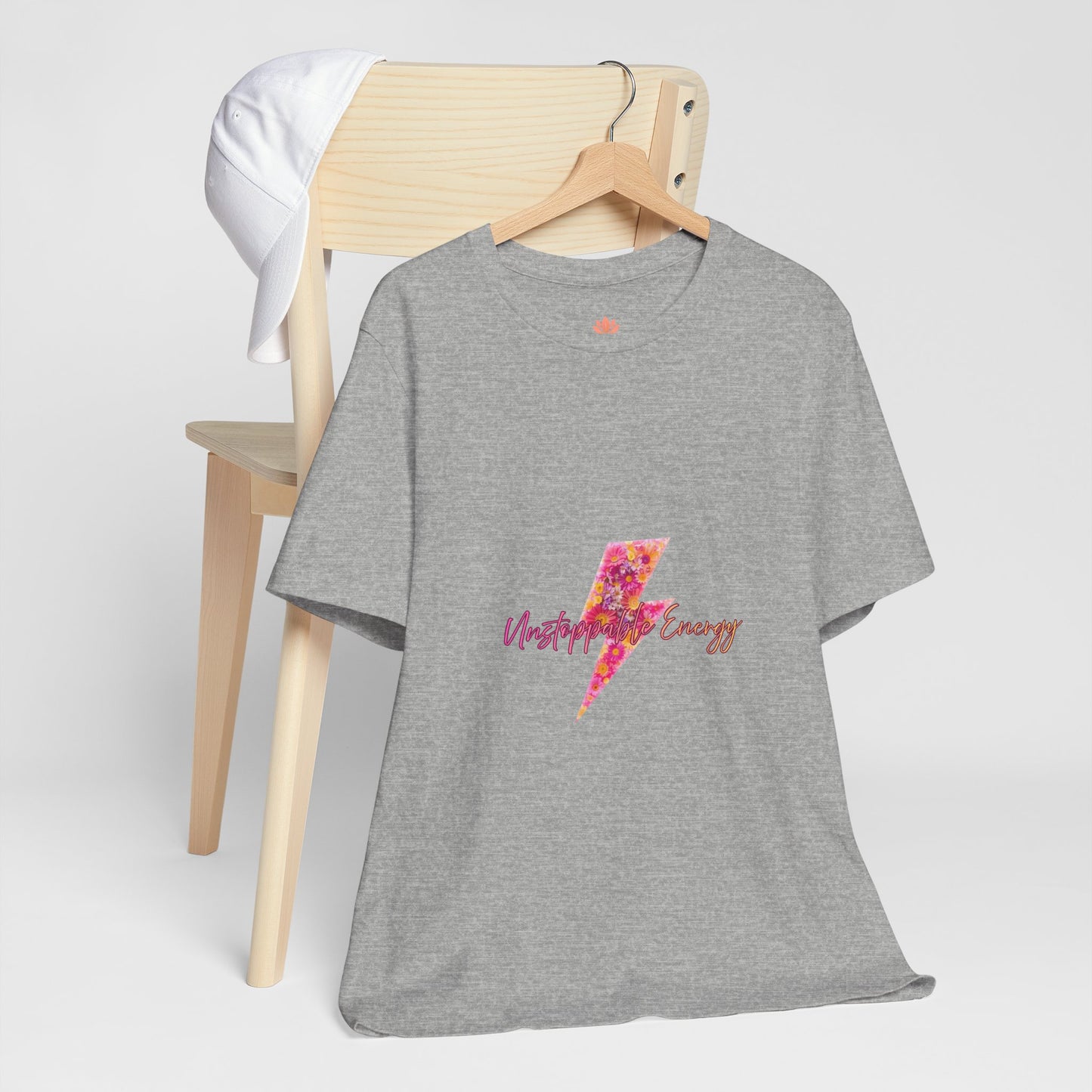 Vintage Floral Lightning Tee — "Unstoppable Energy" Graphic T-Shirt