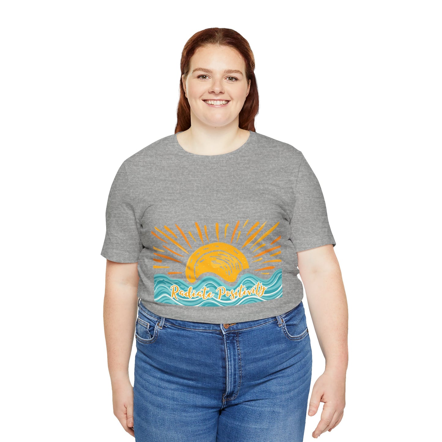 Sunrise Beach Vibes T-Shirt — 'Radiate Positivity' Graphic Tee