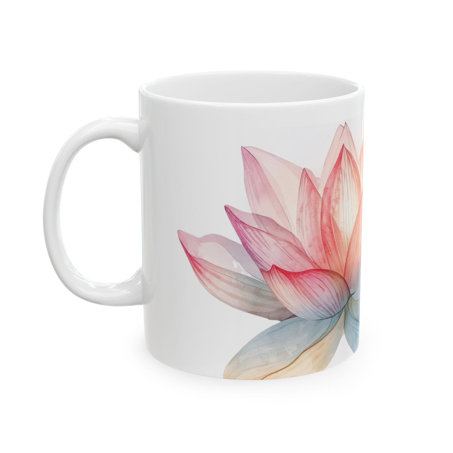 Bloom Where You're Planted - Watercolor Lotus Ceramic Mug, Lotus Floral Ceramic Mug - Inspirational Coffee Cup (11oz, 15oz)