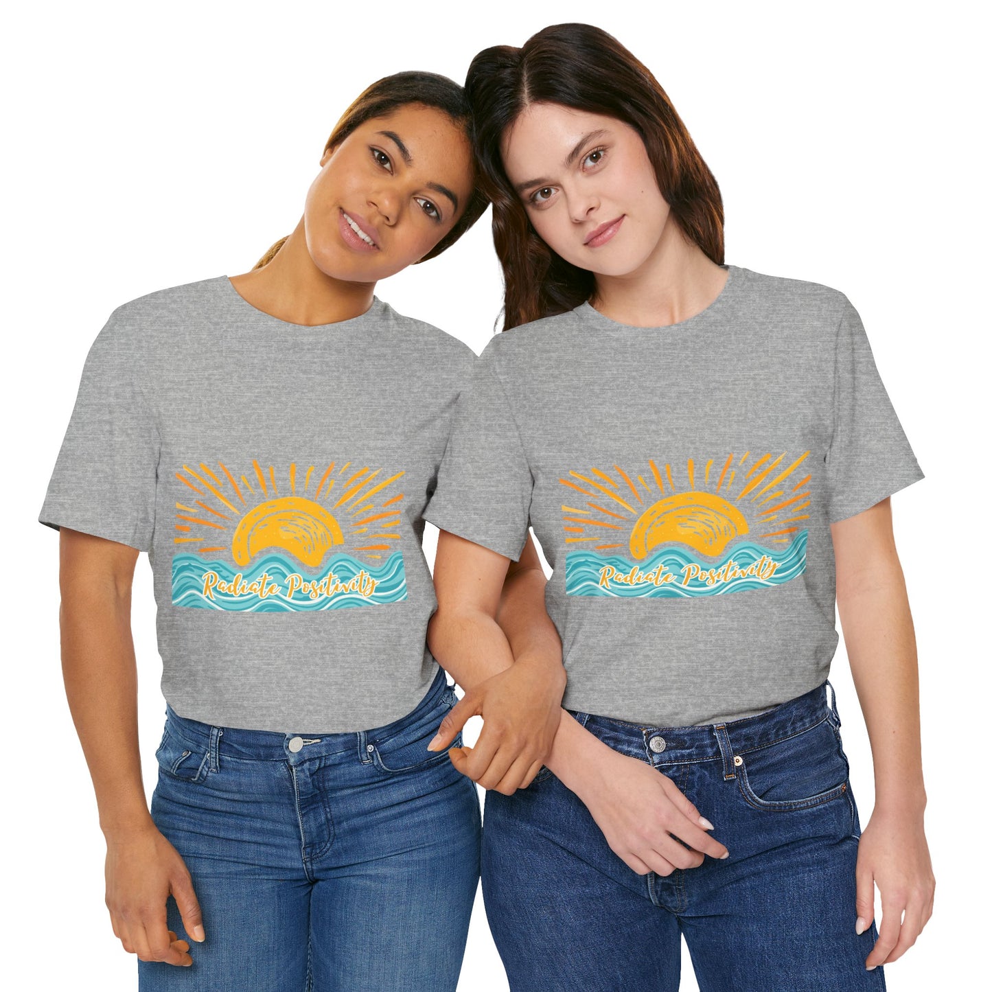 Sunrise Beach Vibes T-Shirt — 'Radiate Positivity' Graphic Tee