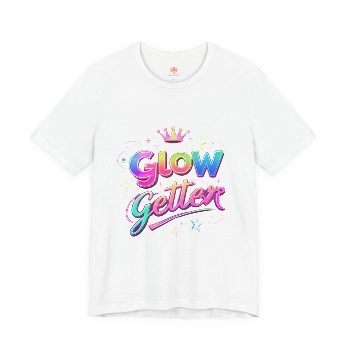 Glow Getter T‑Shirt — Colorful Motivational Tee with Crown