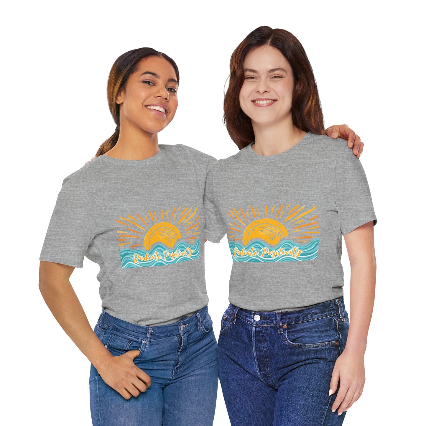 Sunrise Beach Vibes T-Shirt — 'Radiate Positivity' Graphic Tee