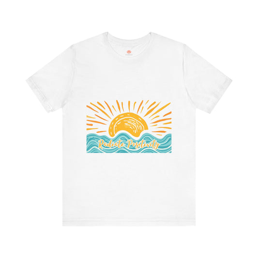 Sunrise Beach Vibes T-Shirt — 'Radiate Positivity' Graphic Tee