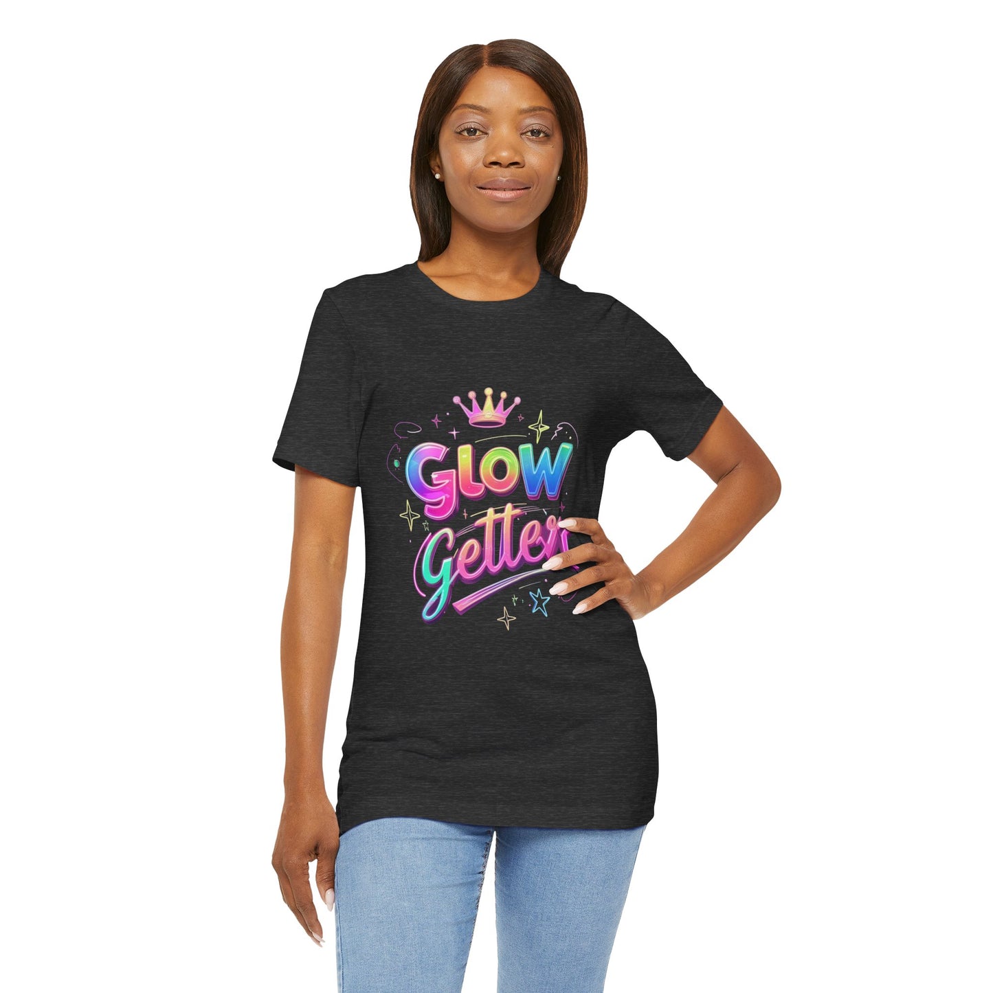 Glow Getter T‑Shirt — Colorful Motivational Tee with Crown