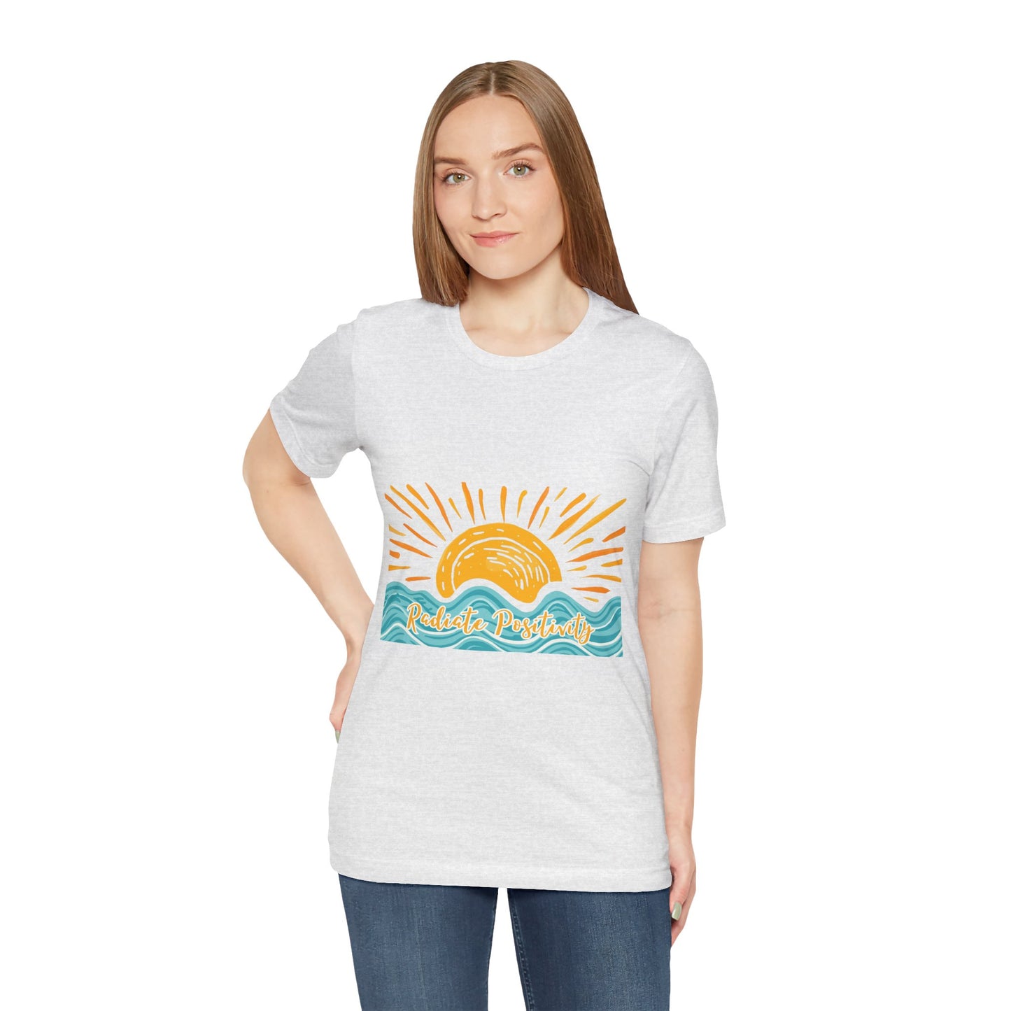 Sunrise Beach Vibes T-Shirt — 'Radiate Positivity' Graphic Tee