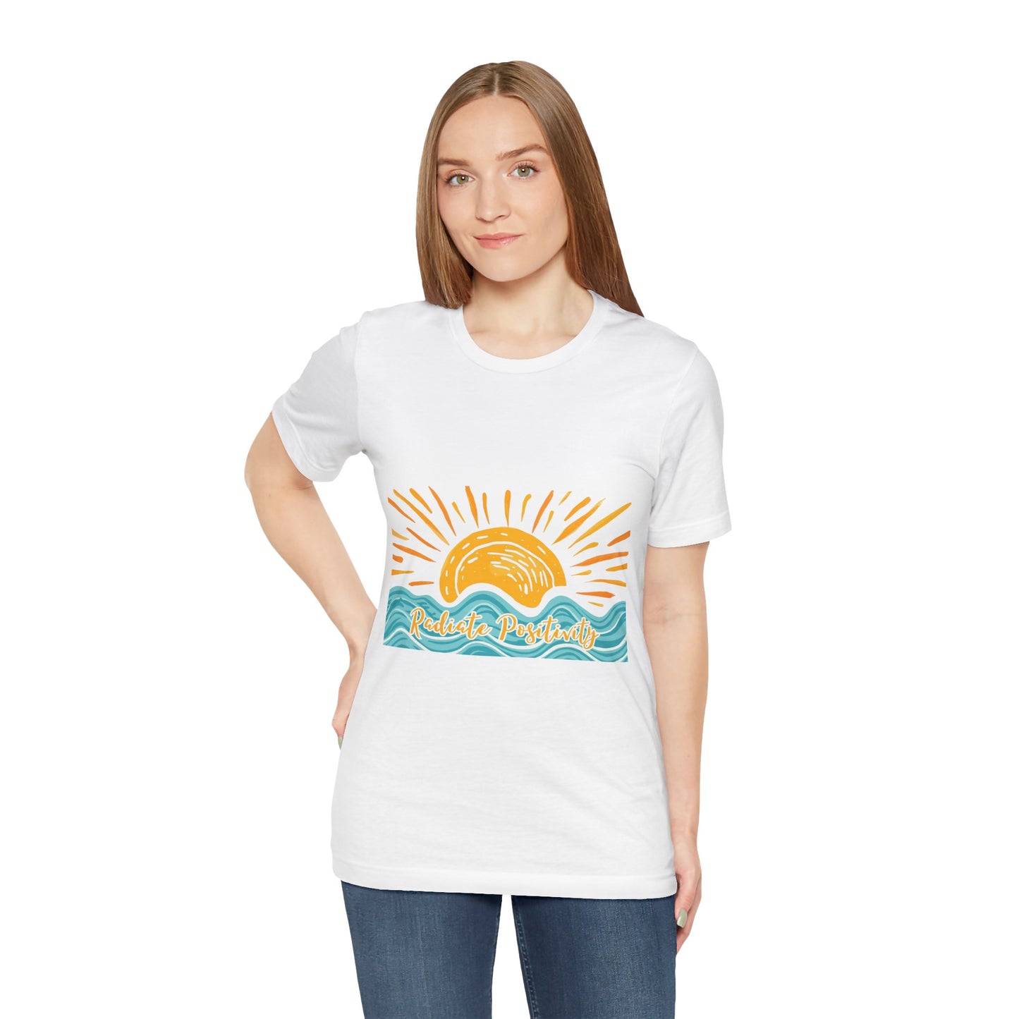 Sunrise Beach Vibes T-Shirt — 'Radiate Positivity' Graphic Tee
