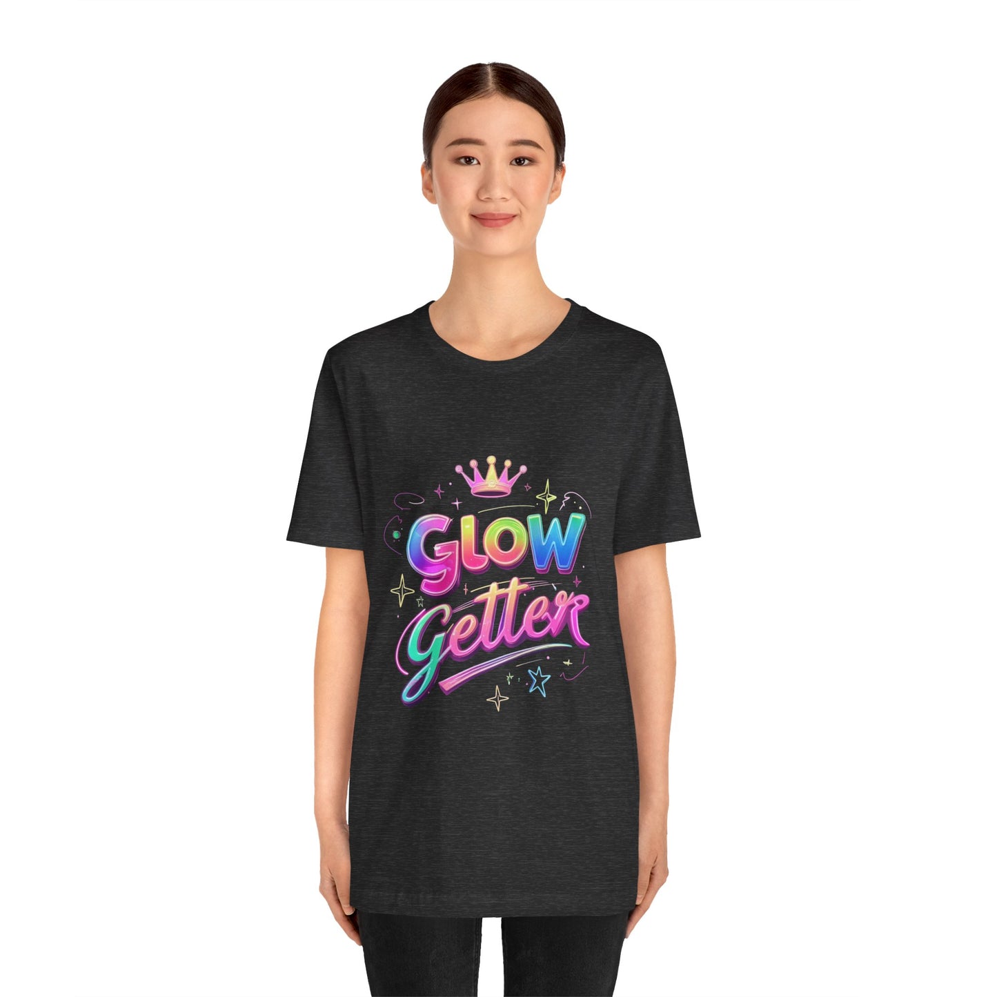 Glow Getter T‑Shirt — Colorful Motivational Tee with Crown