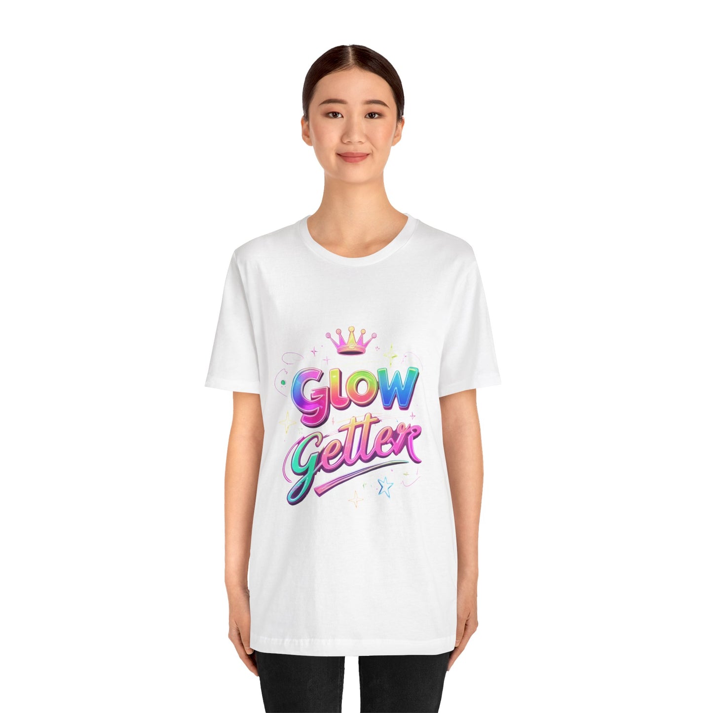 Glow Getter T‑Shirt — Colorful Motivational Tee with Crown