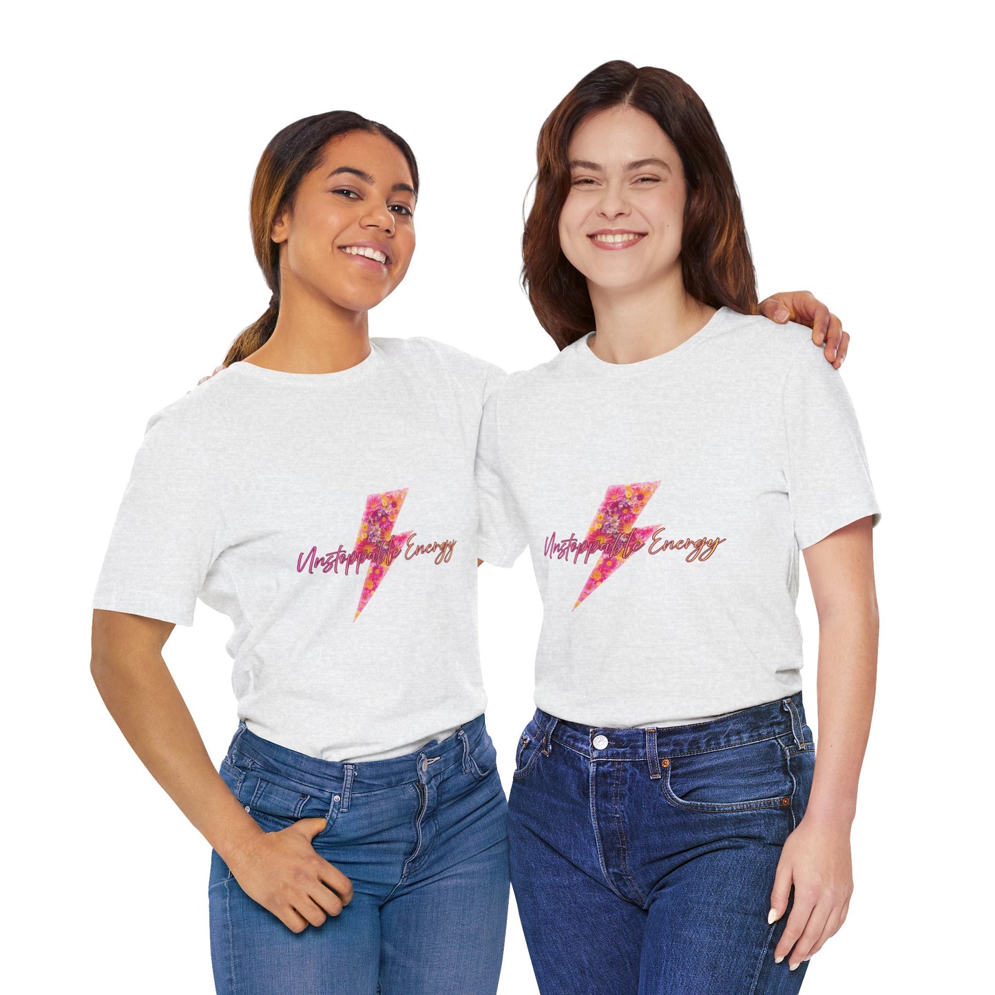 Vintage Floral Lightning Tee — "Unstoppable Energy" Graphic T-Shirt