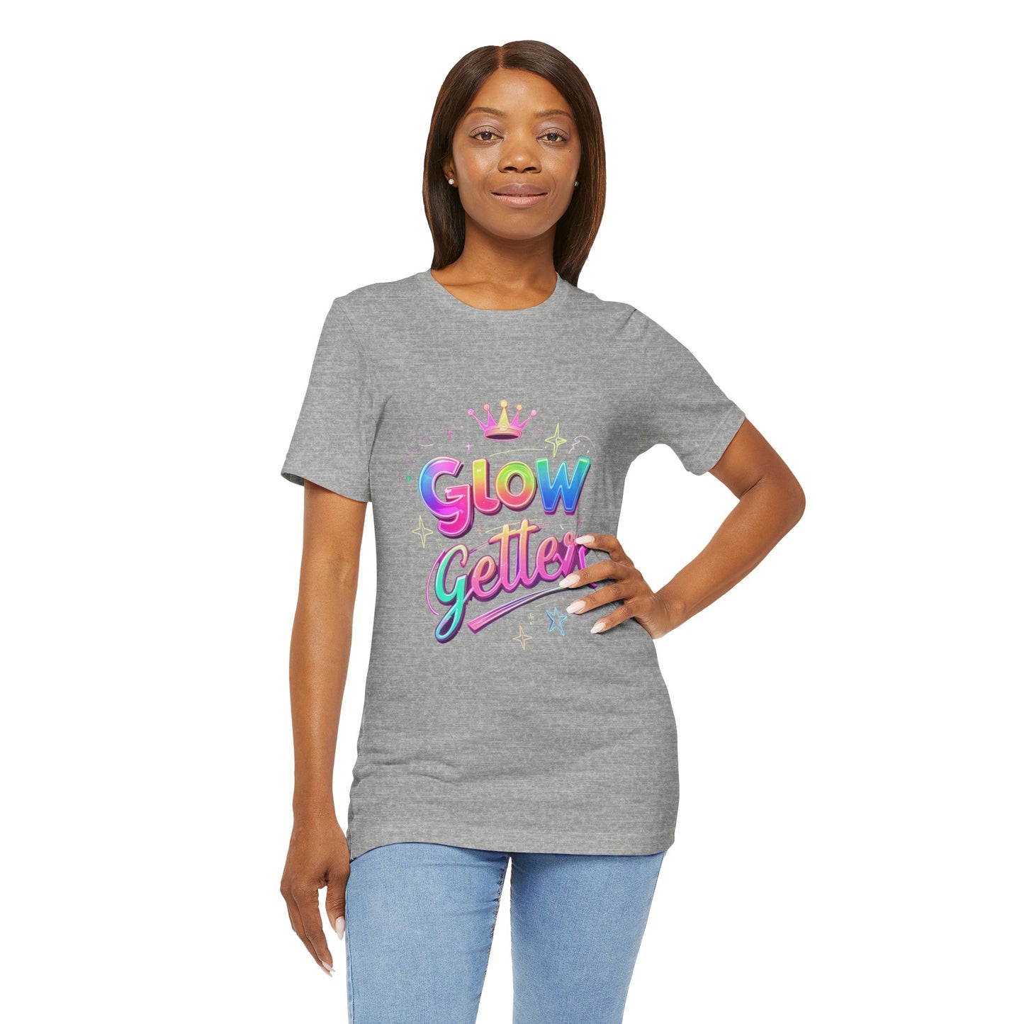 Glow Getter T‑Shirt — Colorful Motivational Tee with Crown