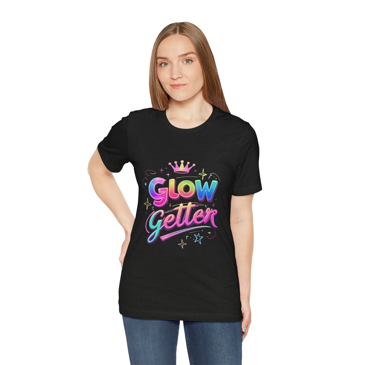 Glow Getter T‑Shirt — Colorful Motivational Tee with Crown