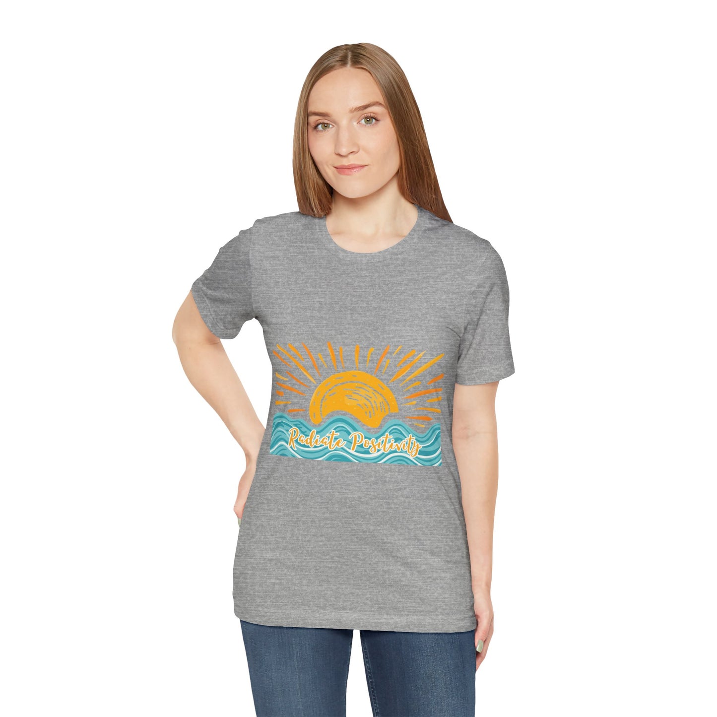 Sunrise Beach Vibes T-Shirt — 'Radiate Positivity' Graphic Tee