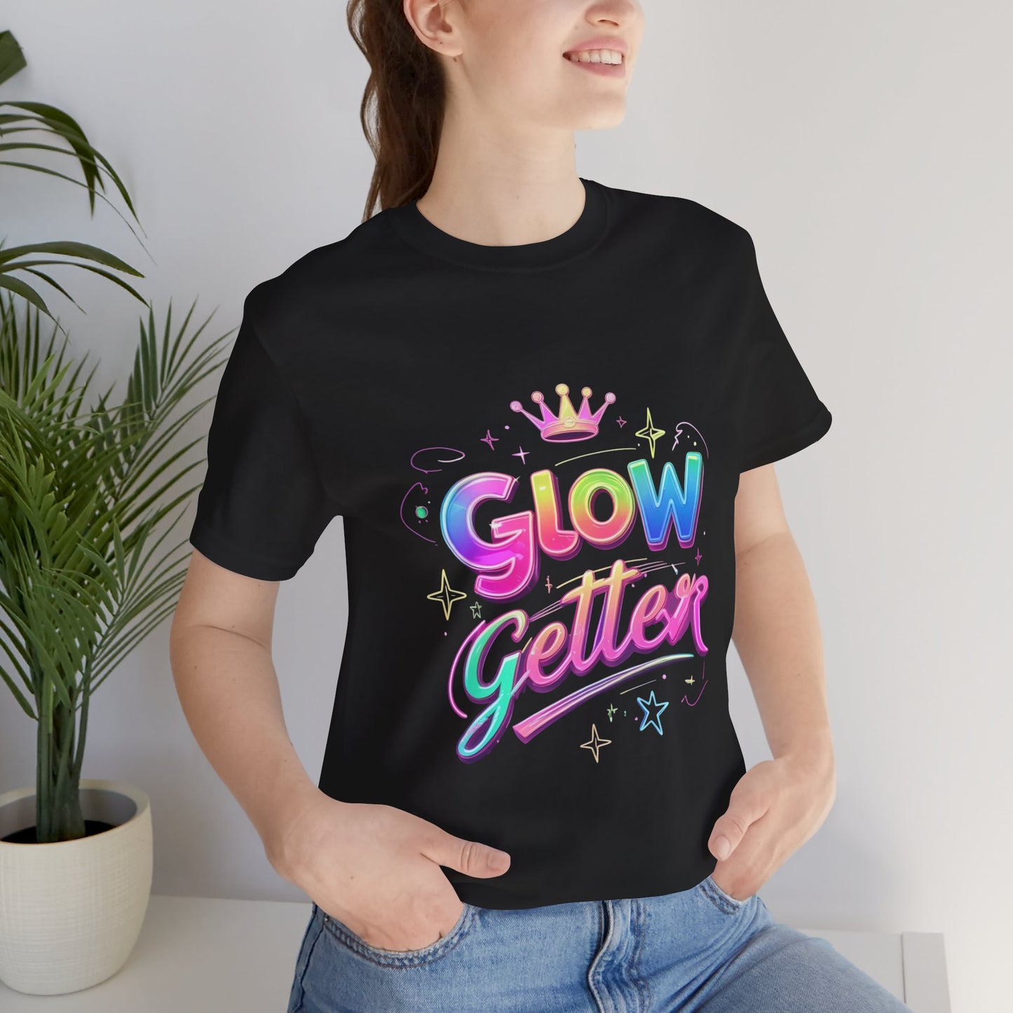 Glow Getter T‑Shirt — Colorful Motivational Tee with Crown