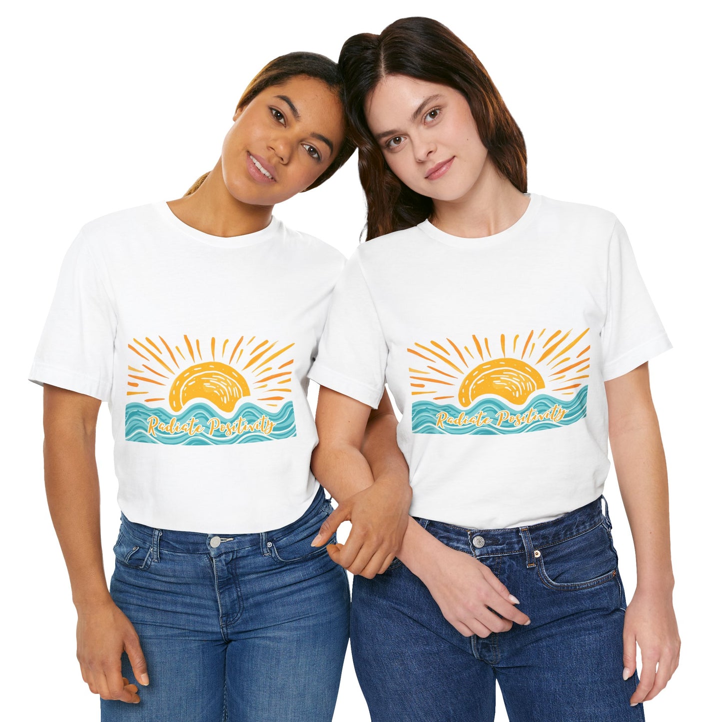 Sunrise Beach Vibes T-Shirt — 'Radiate Positivity' Graphic Tee