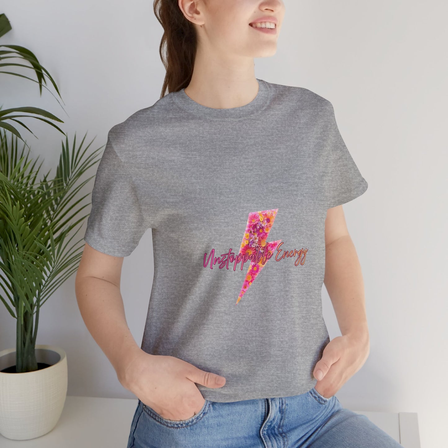 Vintage Floral Lightning Tee — "Unstoppable Energy" Graphic T-Shirt