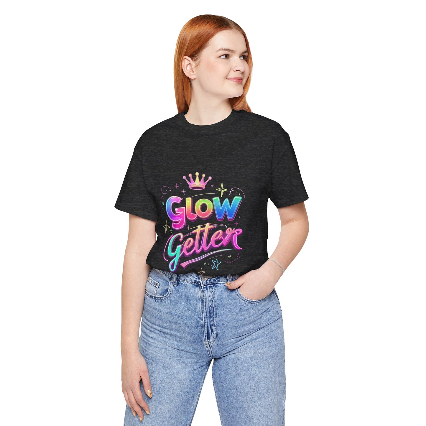 Glow Getter T‑Shirt — Colorful Motivational Tee with Crown