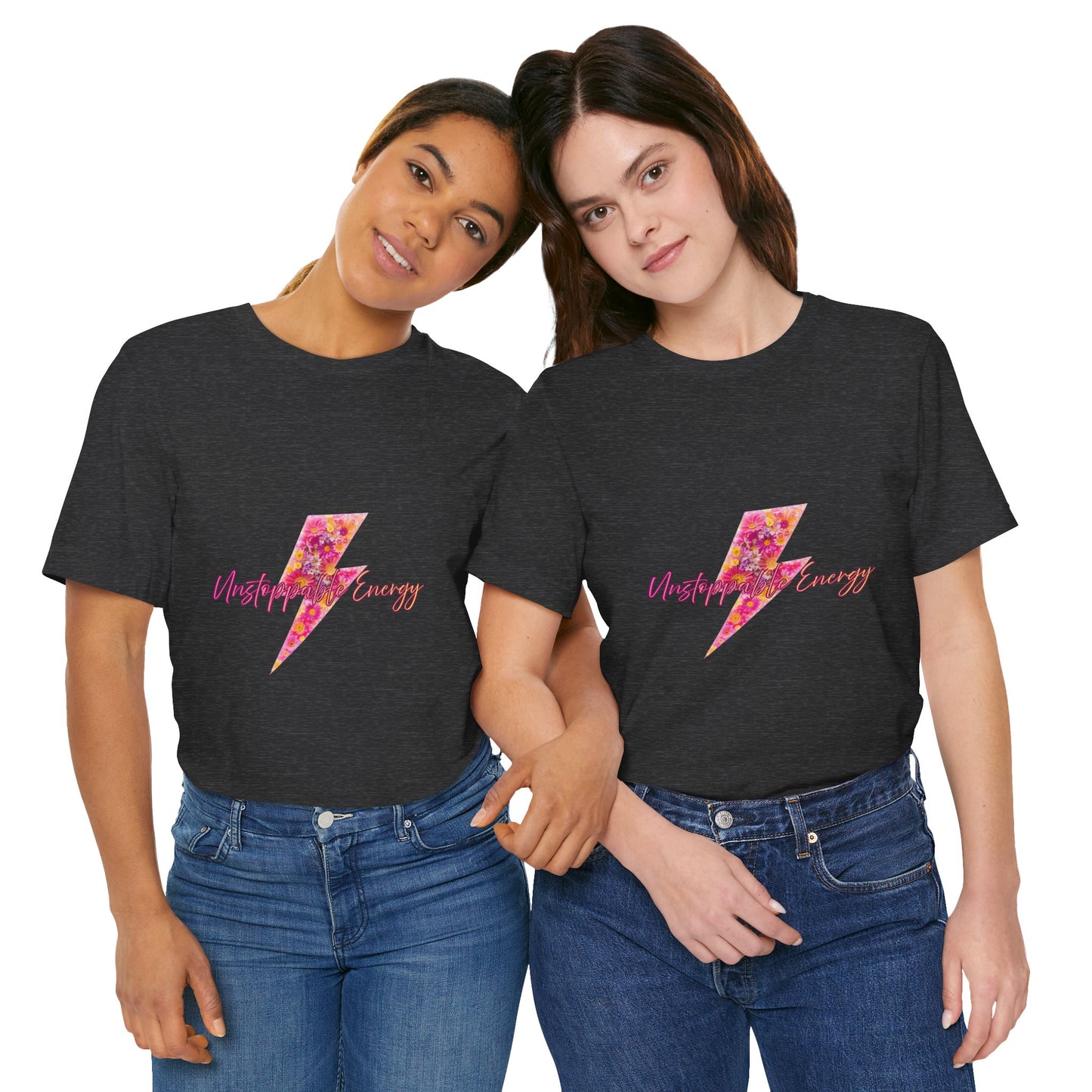 Vintage Floral Lightning Tee — "Unstoppable Energy" Graphic T-Shirt