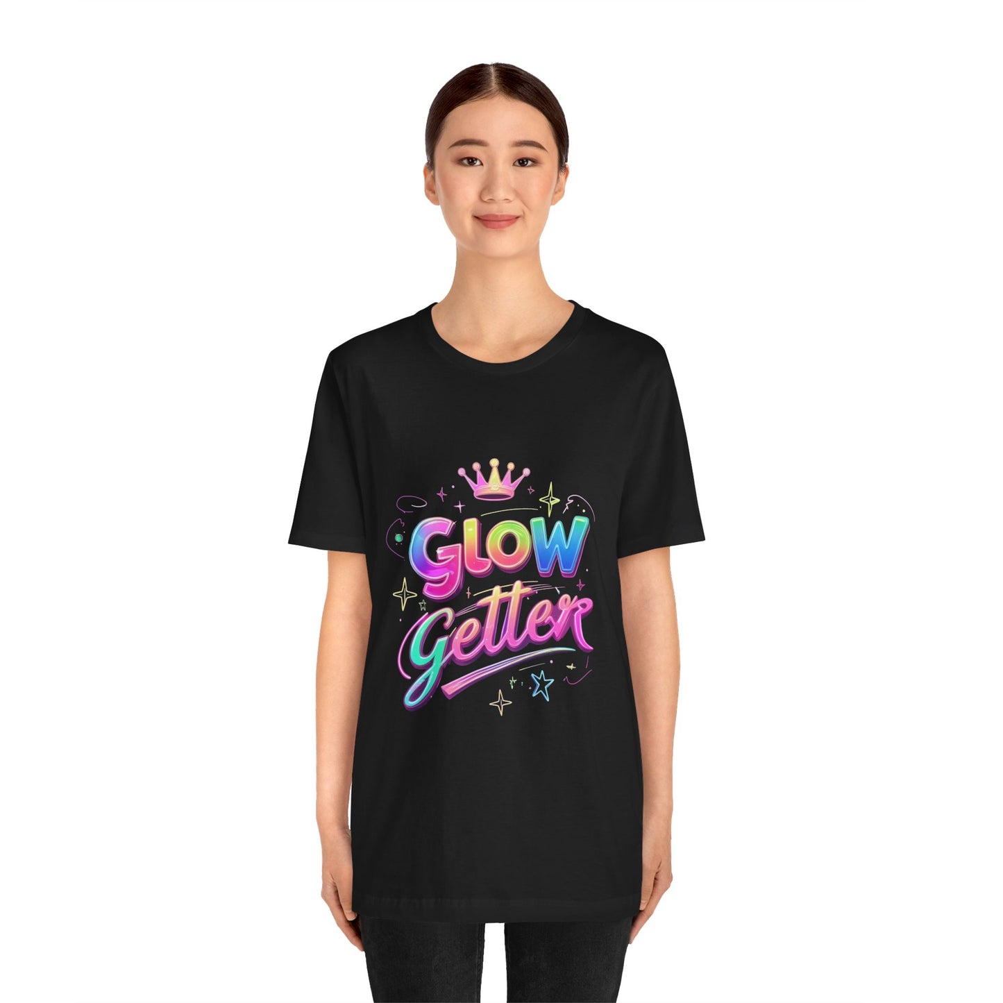 Glow Getter T‑Shirt — Colorful Motivational Tee with Crown